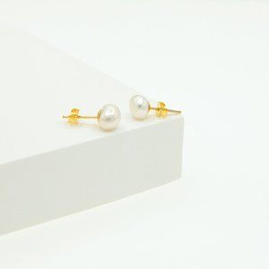 Kiera Freshwater Baroque Pearl Studs 18K Gold S925